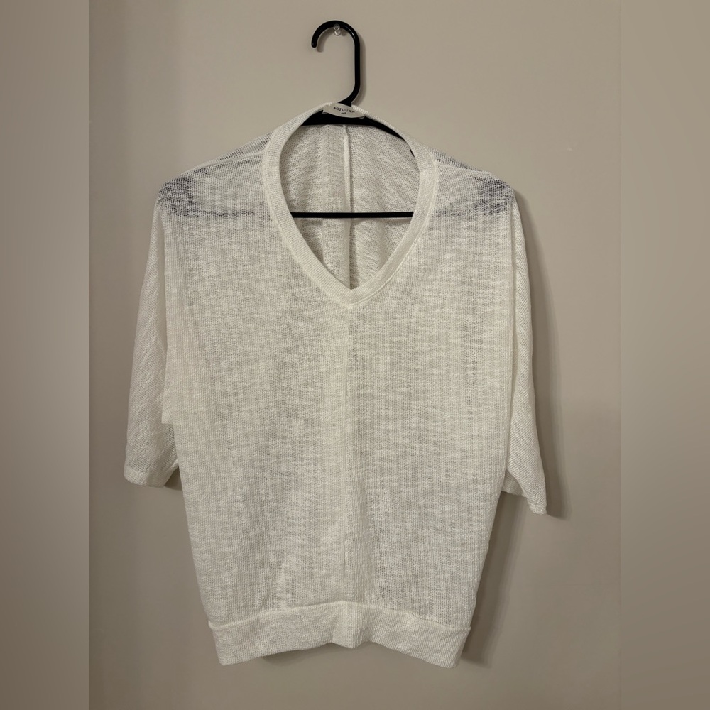 Elegant White V-Neck Women's Top
